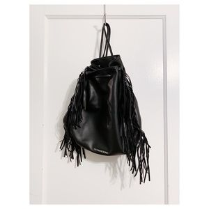 Victoria’s Secret Black Fringe Drawstring Bag